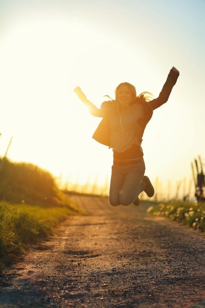 woman, girl, jump